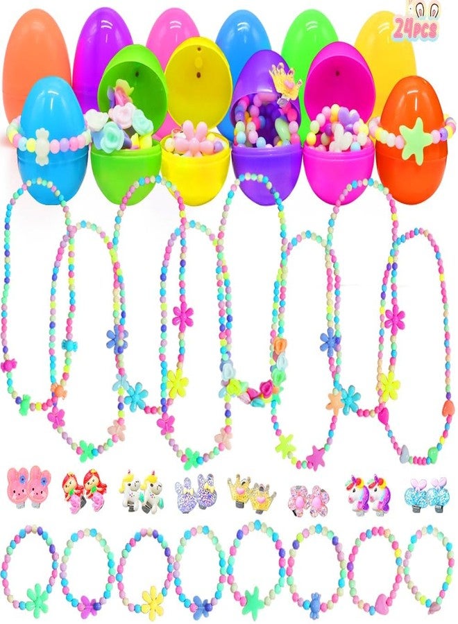 LUKBERA 24Pcs Pretend Jewelry Surprise Toys, Necklaces Bracelets Earrings Set for Play Dress Up Classroom Exchange Gifts - Image 1